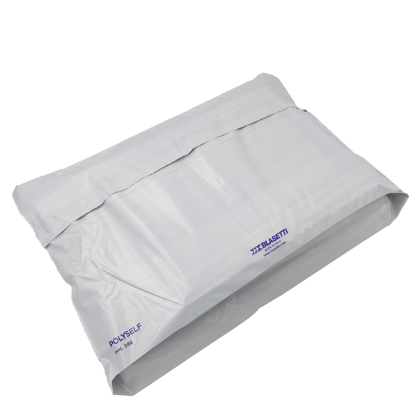  Busta Polyself - per corrieri - con soffietto - A3 - 32 x 48 x 10 cm - PE - bianco/grigio - Blasetti - conf. 100 pezzi 