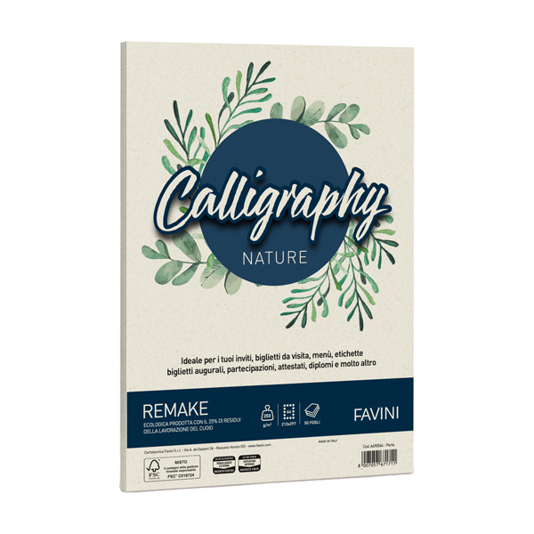  Carta Calligraphy Nature Remake - A4 - 250 gr - perla - Favini - conf. 50 fogli 