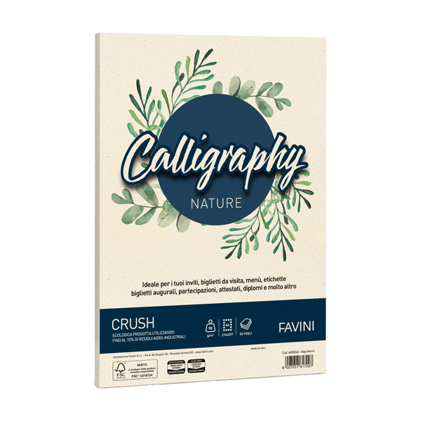  Carta Calligraphy Nature Crush - A4 - 90 gr - alga - Favini - conf. 50 fogli 