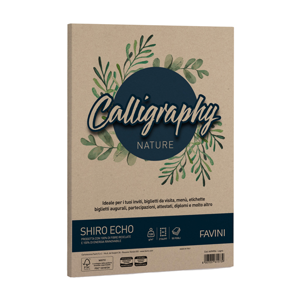  Carta Calligraphy Nature Shiro Eco - A4 - 120 gr - legno - Favini - conf. 50 fogli 