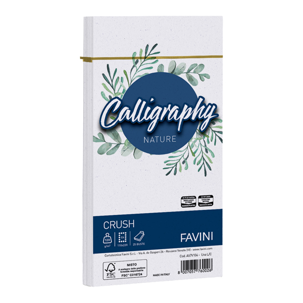  Busta Calligraphy Nature Crush - 110 x 220 mm - 120 gr - uva - Favini - conf. 25 pezzi 