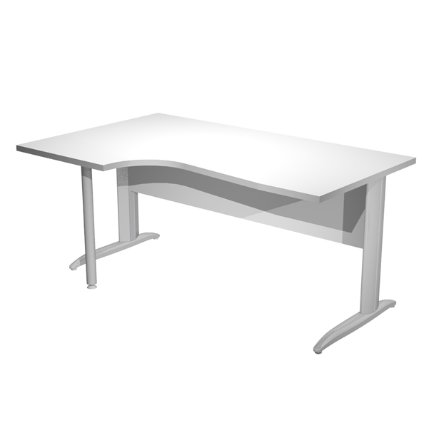  Scrivania Compact Sinistro Easy - 160 x 60/80/100 cm - Bianco/grigio cromato 