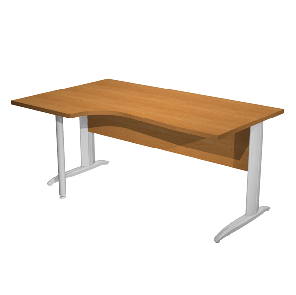  Scrivania Compact Sinistro Easy - 160 x 60/80/100 cm - Noce chiaro/grigio cromato 