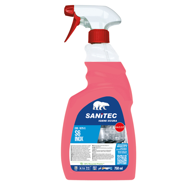  Detergente sgrassante S6 Inox - per superfici - 750 ml - Sanitec 