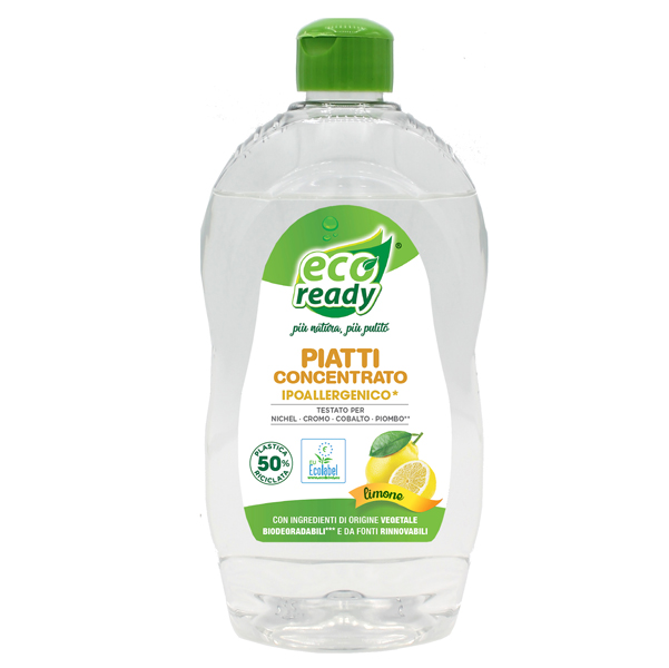  Detersivo piatti - concentrato - ipoallergenico - limone - 0,50 lt - Eco Ready 