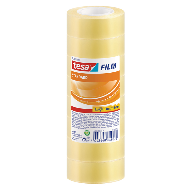  Nastro adesivo Tesafilm - 19 mm x 33 m - PP - trasparente - Tesa - torre 8 pezzi 