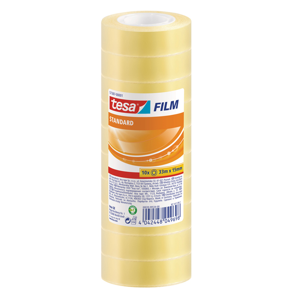  Nastro adesivo Tesafilm - 15 mm x 33 m - PP - trasparente - Tesa - torre 10 pezzi 