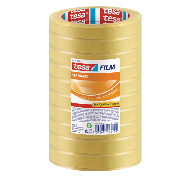  Nastro adesivo Tesafilm - 15 mm x 66 m - PP - trasparente - Tesa - torre 10 pezzi 