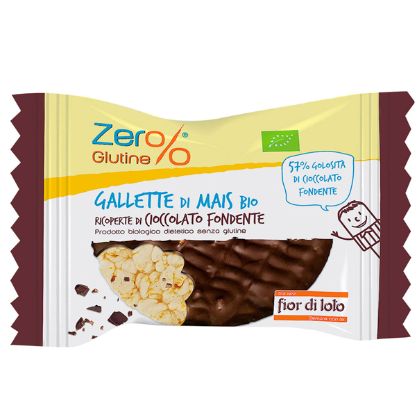  Gallette di mais - ricoperte di cioccolato fondente - 32 gr - Zer%glutine 