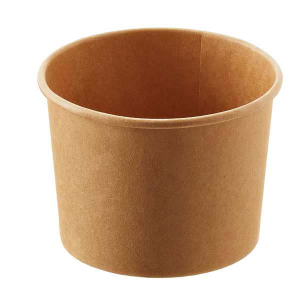  Coppetta gelato monouso - rotonda - diametro 10,5 cm - 335 ml - carta - avana - Leone - conf. 500 pezzi 