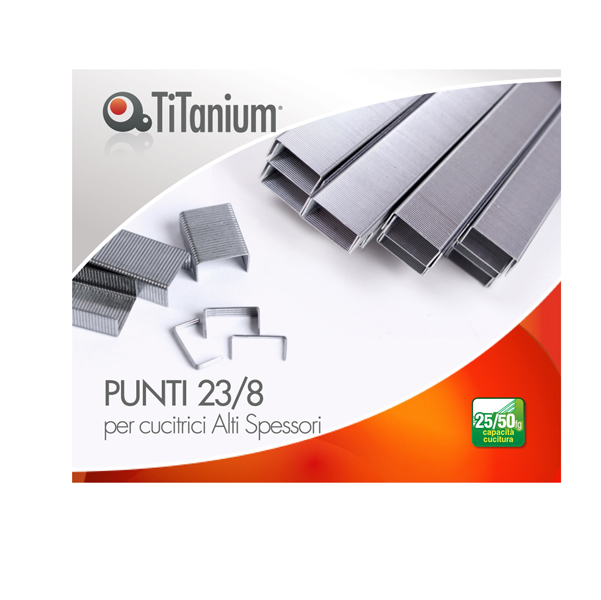  Punti metallici - 23/8 - TiTanium - conf. 1000 pezzi 
