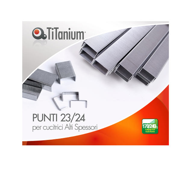 Punti metallici 23/24 - TiTanium - conf. 1000 pezzi 