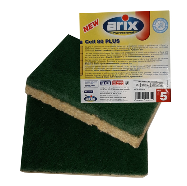  Spugna Cell 80 Plus - abrasiva - antibatterica - Arix - conf. 5 pezzi 