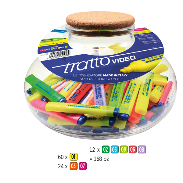  Evidenziatore Tratto Video - colori assortiti - Tratto - boccia 168 pezzi 