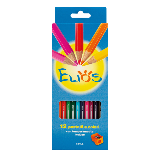  Pastelli Elios - mina 3 mm - con temperamatite - Fila - astuccio 12 pezzi 