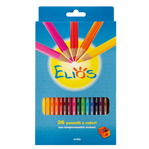  Pastelli Elios - mina 3 mm - con temperamatite - Fila - astuccio 36 pezzi 