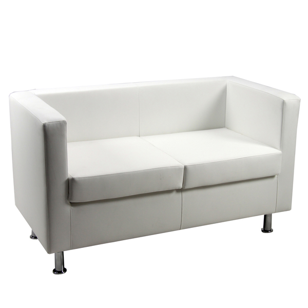  Divanetto Pragma PR2 - 2 posti - con braccioli inclusi - similpelle - bianco - Unisit 