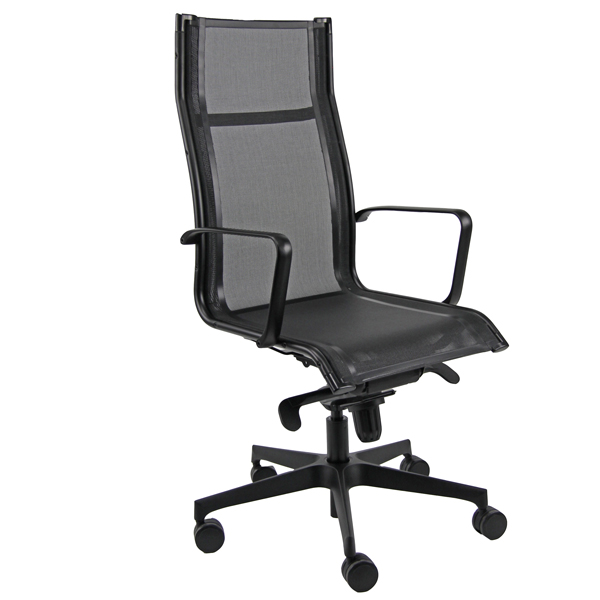  Poltrona direzionale Pollux all black PVP - con braccioli inclusi - nero - Unisit 