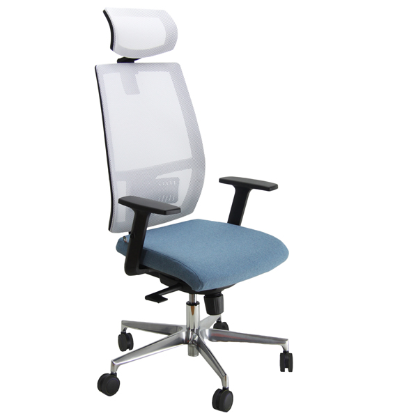  Poltrona semidirezionale Melania MAALPG - con braccioli regolabili e poggiatesta - celeste/bianco - Unisit 