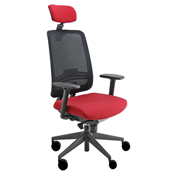  Poltrona semidirezionale Absolute ASANPG - con braccioli regolabili e poggiatesta - rosso - Unisit 