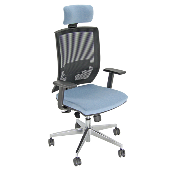  Poltrona semidirezionale Clotilde CTAPG - con braccioli regolabili e poggiatesta - celeste - Unisit 