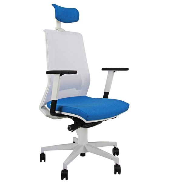  Poltrona semidirezionale Light LLBPG - con braccioli regolabili e poggiatesta - blu chiaro/bianco - Unisit 