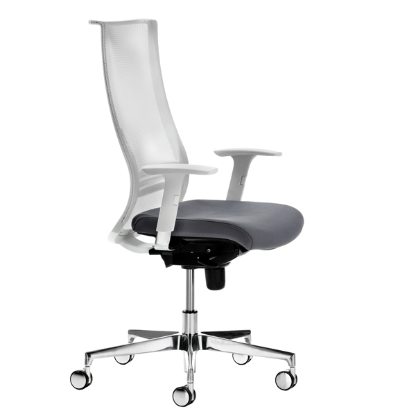  Poltrona semidirezionale Elite wing WIEB - con braccioli regolabili - grigio/bianco - Unisit 