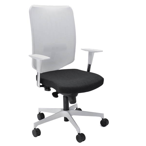  Poltrona semidirezionale Newair NWB - con braccioli regolabili - nero/bianco - Unisit 