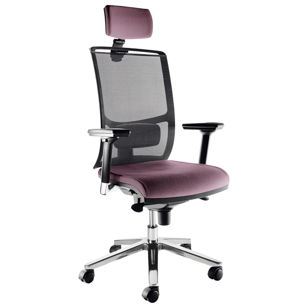  Poltrona semidirezionale Zoe ZOEPG - con braccioli regolabili e poggiatesta - prugna - Unisit 