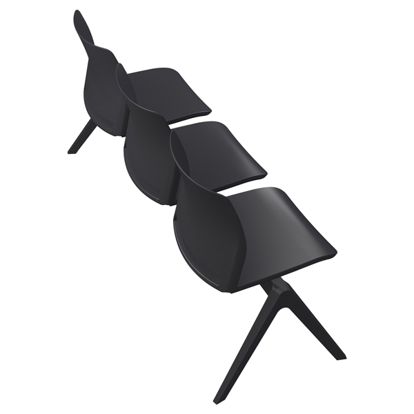  Panca attesa Alpha AP3P - 3 posti - senza braccioli - nero - Unisit 