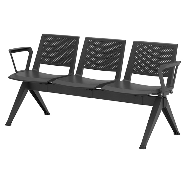  Panca attesa Kentra KE3P - 3 posti - con braccioli fissi - nero - Unisit 