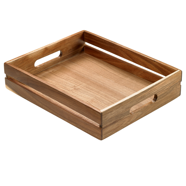  Cassetta per alimenti - 32,5 x 26,5 x 7 cm - legno di acacia - Leone 