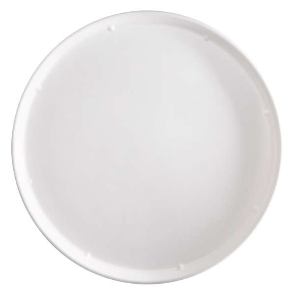  Piatto piano monouso - per pizza - rotondo - diametro 32,5 cm - canna da zucchero - bianco - Signor Bio - conf. 50 pezzi 