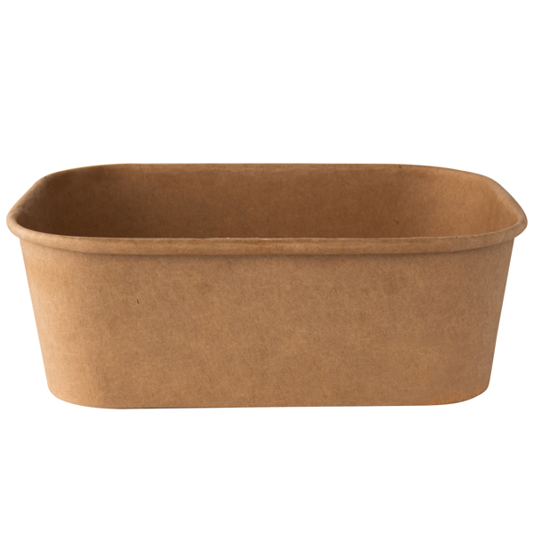  Bowl monouso - rettangolare - 750 ml - cartoncino - avana - Signor Bio - conf. 50 pezzi 