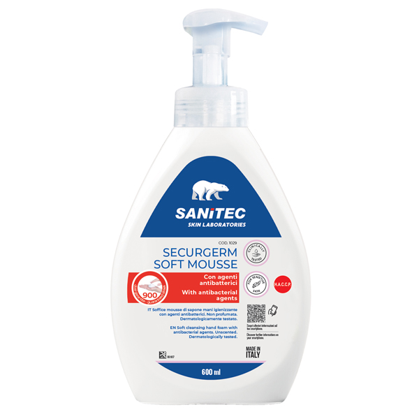  Sapone in mousse Securgerm - con antibatterico - dispenser 600 ml - Sanitec 