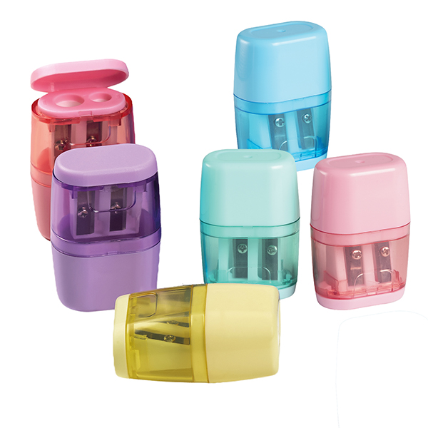  Temperino Colorosa Pastel - con serbatoio - 2 fori - colori assortiti - RiPlast - conf. 18 pezzi 