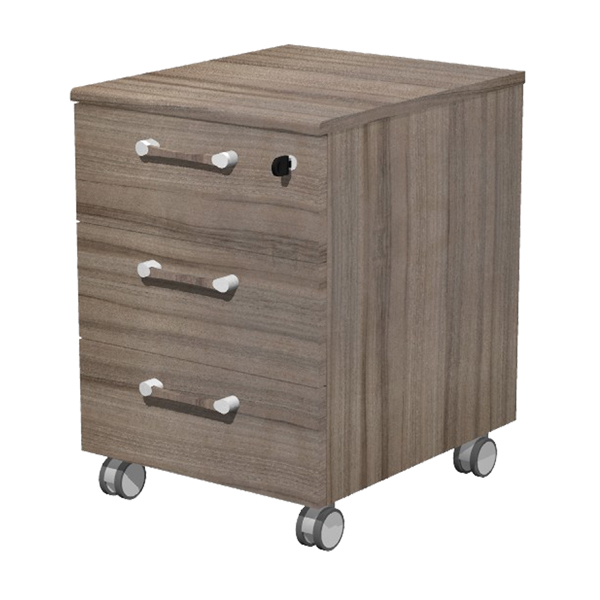  Cassettiera 3 cassetti Elegance - su ruote - 41,8 x 52 x 61,5 cm - noce toscano 