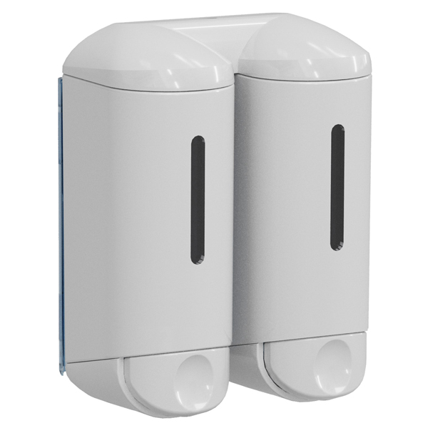  Dispenser a muro Double Shower Small - per hotel - 0,17 L - bianco - Mar Plast 