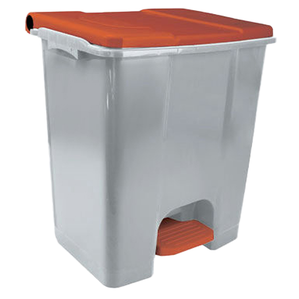  Contenitore mobile Ecoconti - a pedale - 60 L - plastica riciclata - grigio/rosso - Medial 