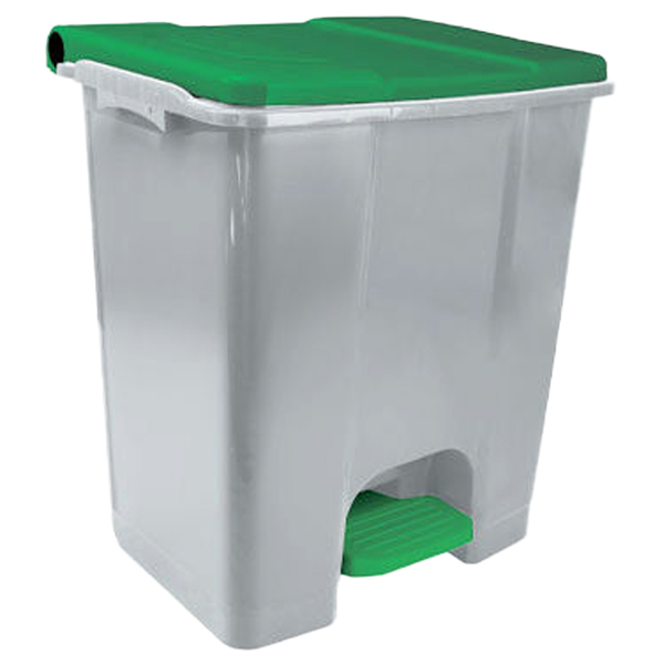  Contenitore mobile Ecoconti - a pedale - 60 L - plastica riciclata - grigio/verde - Medial 