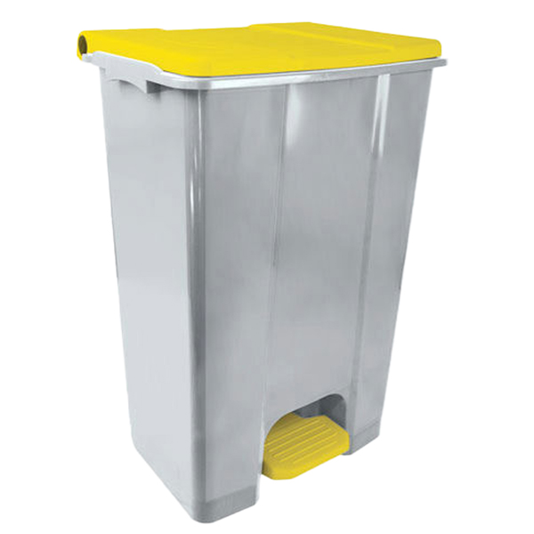  Contenitore mobile Ecoconti - a pedale - 80 L - plastica riciclata - grigio/giallo - Medial 