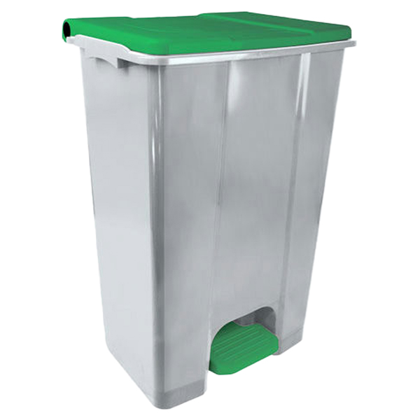  Contenitore mobile Ecoconti - a pedale - 80 L - plastica riciclata - grigio/verde - Medial 