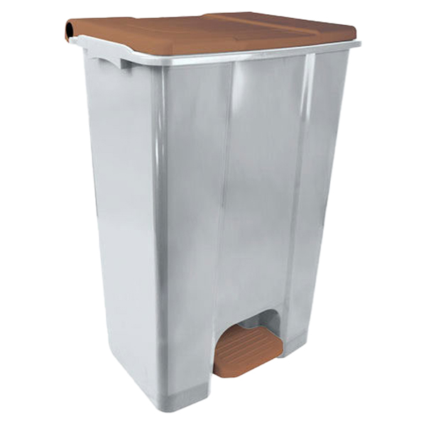  Contenitore mobile Ecoconti - a pedale - 80 L - plastica riciclata - grigio/marrone - Medial 