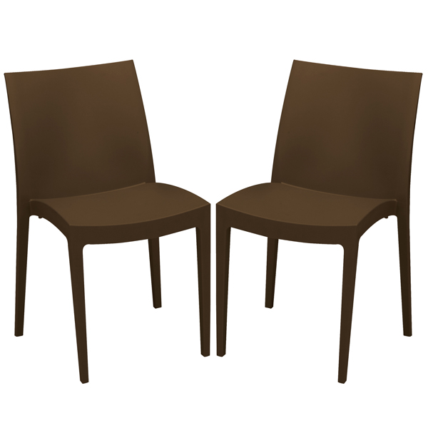  Sedia Venice - 51 x 49 x 80 cm - polipropilene - moka - Grandsoleil - conf. 2 pezzi 