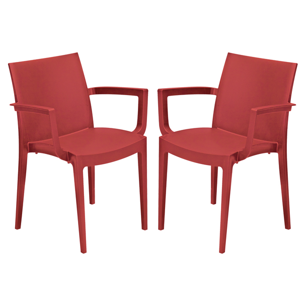  Sedia Venice - con braccioli - 59 x 51 x 80 cm - polipropilene - rosso - Grandsoleil - conf. 2 pezzi 