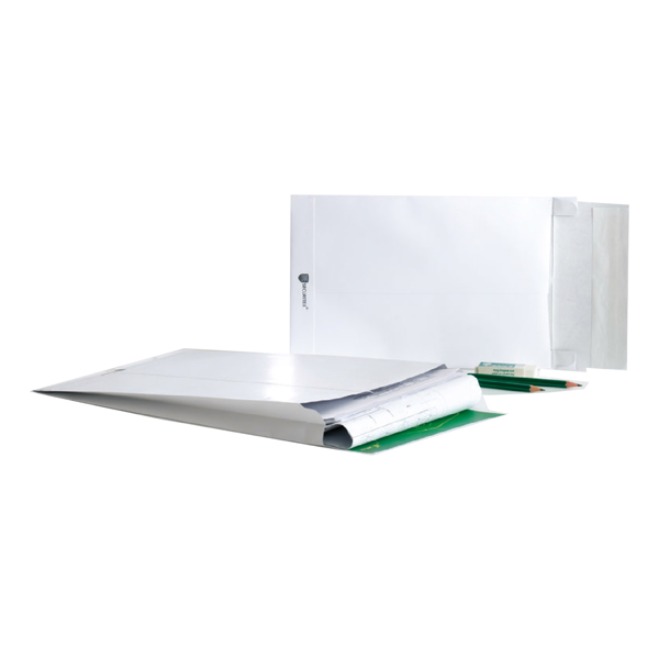  Buste a sacco Securitex - con soffietti - C4 - 22,9 x 32,4 x 3,8 cm - 130 gr - bianco - Bong Packaging - conf. 100 pezzi 