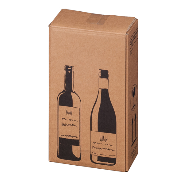  Scatola Wine Pack - 2 bottiglie - 20,4 x 10,8 x 36,8 cm - cartone doppia onda - avana - Bong Packaging - conf. 10 pezzi 