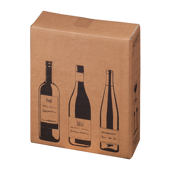  Scatola Wine Pack - 3 bottiglie - 30,5 x 10,8 x 36,8 cm - cartone doppia onda - avana - Bong Packaging - conf. 10 pezzi 