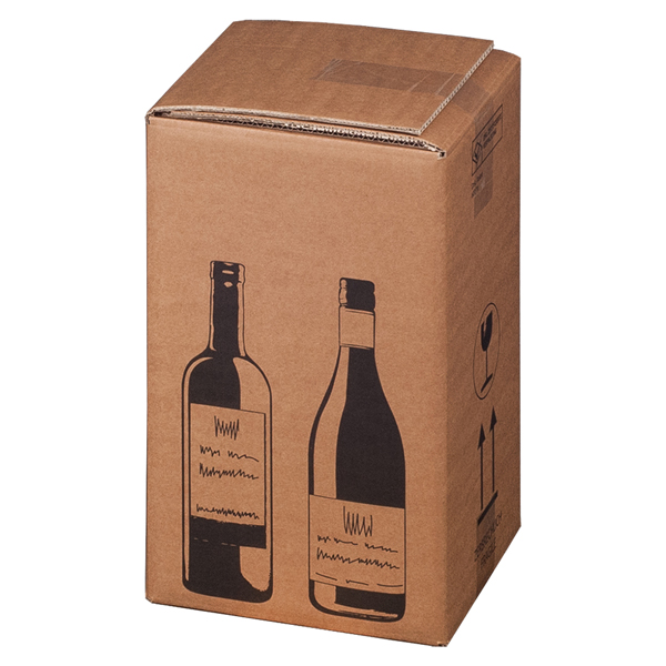  Scatola Wine Pack - 4 bottiglie - 21,2 x 20,4 x 36,8 cm - cartone doppia onda - avana - Bong Packaging - conf. 10 pezzi 
