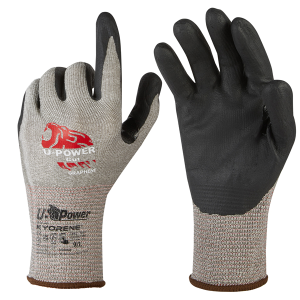  Guanti di protezione CUT - con polsino nero - taglia 10 - grigio/nero - U-Power 